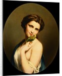 A Young Beauty with a Parakeet by Fritz Zuber-Buhler