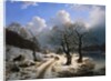 A Frozen Winter Landscape by Johannes Bartholomaus Duntze