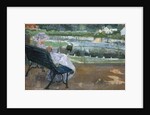 Lydia Seated on a Porch, Crocheting by Mary Stevenson Cassatt