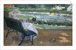 Lydia Seated on a Porch, Crocheting by Mary Stevenson Cassatt