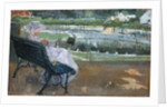 Lydia Seated on a Porch, Crocheting by Mary Stevenson Cassatt