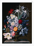An Arrangement of Tulips, Narcissi, Auriculas, Poppies, Lilies, Columbines, Ranunculas, and Other Flowers in a Vase by J.A. Simson