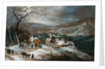 A Winter Landscape with Figures on a Road by a Village by Joos de Momper the Younger