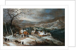 A Winter Landscape with Figures on a Road by a Village by Joos de Momper the Younger