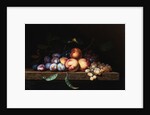 Peaches, Plums and Grapes on a Stone Ledge by Paul Liegois