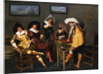 Gentlemen Smoking and Playing Backgammon in an Interior by Dirck Hals