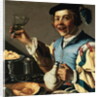 A Laughing Boy Holding a Jug and a Glass of Wine by Christiaan van Couwenbergh
