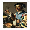 A Laughing Boy Holding a Jug and a Glass of Wine by Christiaan van Couwenbergh