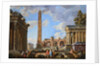 Capricci of Classical Ruins with the Colosseum and the Maison Carree, with Philosophers Discoursing and Figures Strolling by School of Giovanni Paolo Panini