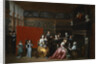 Ladies Celebrating the Birth of a Child in an Elegant Boudoir, with Two Gentlemen Looking on from Behind a Screen by Hieronymous Janssens