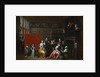 Ladies Celebrating the Birth of a Child in an Elegant Boudoir, with Two Gentlemen Looking on from Behind a Screen by Hieronymous Janssens