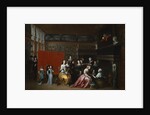 Ladies Celebrating the Birth of a Child in an Elegant Boudoir, with Two Gentlemen Looking on from Behind a Screen by Hieronymous Janssens