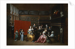 Ladies Celebrating the Birth of a Child in an Elegant Boudoir, with Two Gentlemen Looking on from Behind a Screen by Hieronymous Janssens