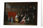 Ladies Celebrating the Birth of a Child in an Elegant Boudoir, with Two Gentlemen Looking on from Behind a Screen by Hieronymous Janssens