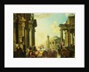 Marcus Curtius Leaping into the Chasm, a Capriccio with Trajan's Column and Other Classical Buildings Beyond by Giovanni Paolo Panini