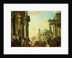 Marcus Curtius Leaping into the Chasm, a Capriccio with Trajan's Column and Other Classical Buildings Beyond by Giovanni Paolo Panini