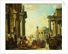 Marcus Curtius Leaping into the Chasm, a Capriccio with Trajan's Column and Other Classical Buildings Beyond by Giovanni Paolo Panini
