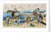 Kakuban Surimono Diptych Women and Boys Gathering Clams on the Seashore Near Enoshima by Katsushika Taito II