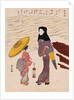 Chuban Tate-e A Beauty in a Black Hood and a Young Girl Holding an Umbrella by Harunobu