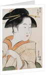 Bust Portrait of Ohisa of the Takashimaya Holding a Tobacco Pipe by Kiyomasa