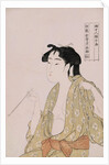 A Half-Length Portrait of a Woman Smoking by Utamaro