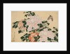 Pink and Red Peonies Blown to the Left in a Breeze and a Butterfly by HOKUSAI