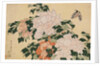 Pink and Red Peonies Blown to the Left in a Breeze and a Butterfly by HOKUSAI