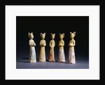 A Group of Five Painted Straw-Glazed Pottery Figures of Female Attendants, Tang Dynasty by Anonymous