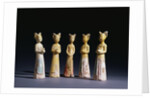 A Group of Five Painted Straw-Glazed Pottery Figures of Female Attendants, Tang Dynasty by Anonymous