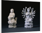 A Pair of Blanc-De-Chine Figures of Luohan and an Eighteen-Armed Guanyin by Anonymous