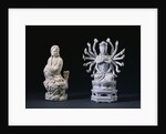 A Pair of Blanc-De-Chine Figures of Luohan and an Eighteen-Armed Guanyin by Anonymous