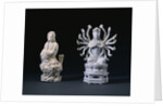 A Pair of Blanc-De-Chine Figures of Luohan and an Eighteen-Armed Guanyin by Anonymous