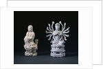 A Pair of Blanc-De-Chine Figures of Luohan and an Eighteen-Armed Guanyin by Anonymous