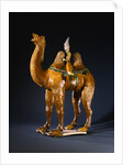 A Magnificent Large Standing Sancai- Glazed Buff Pottery Bactrian Camel and Rider by Anonymous