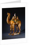 A Magnificent Large Standing Sancai- Glazed Buff Pottery Bactrian Camel and Rider by Anonymous