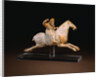 A Rare Painted Pottery Figure of a Female Polo Player by Anonymous