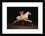 A Rare Painted Pottery Figure of a Female Polo Player by Anonymous