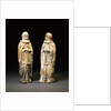 Pair of Painted Gray Pottery Figures of Soldiers. Northern Wei Dynasty by Anonymous