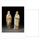 Pair of Painted Gray Pottery Figures of Soldiers. Northern Wei Dynasty by Anonymous
