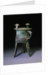 A Large Bronze Tripod Wine Vessel, Jia. Late Shang Dynasty by Anonymous