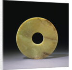 A Large Pale Olive-Green Jade Bi. Late Neolithic, Longshan/Eastern Zhou Dynasty by Anonymous