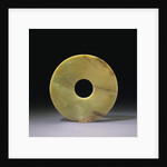 A Large Pale Olive-Green Jade Bi. Late Neolithic, Longshan/Eastern Zhou Dynasty by Anonymous