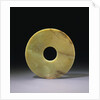 A Large Pale Olive-Green Jade Bi. Late Neolithic, Longshan/Eastern Zhou Dynasty by Anonymous