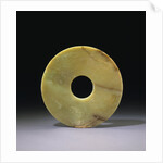 A Large Pale Olive-Green Jade Bi. Late Neolithic, Longshan/Eastern Zhou Dynasty by Anonymous