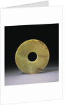 A Large Pale Olive-Green Jade Bi. Late Neolithic, Longshan/Eastern Zhou Dynasty by Anonymous