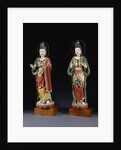 A Pair of Rare Monumental Painted Stucco Figures of Bodhisattvas. Yuan / Ming Dynasty by Anonymous