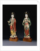 A Pair of Rare Monumental Painted Stucco Figures of Bodhisattvas. Yuan / Ming Dynasty by Anonymous