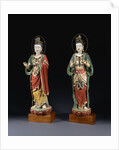 A Pair of Rare Monumental Painted Stucco Figures of Bodhisattvas. Yuan / Ming Dynasty by Anonymous