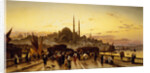 Dusk on the Galata Bridge and theYeni Valide Djami, Constantinople by Hermann David Soloman