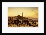 Dusk on the Galata Bridge and theYeni Valide Djami, Constantinople by Hermann David Soloman